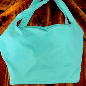 Extra small sage, green crisscross back tank with built-in bra